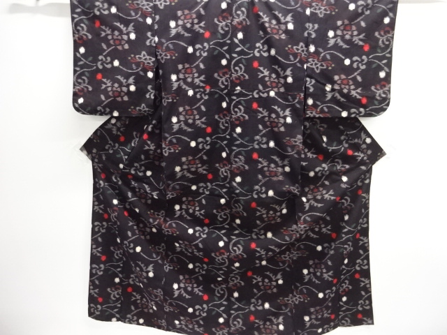 JAPANESE KIMONO / ANTIQUE COTTON AUTHENTIC KURUME KASURI FLORAL PATTER